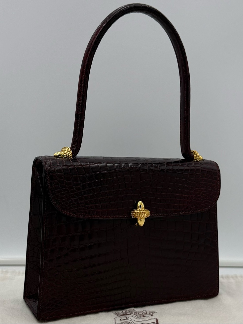 🐊MORABITO COUSU MAIN 1905 PARIS • TRAVIATA in Bordeaux CROCODILE Made in FRANCE - Picture 3 of 16